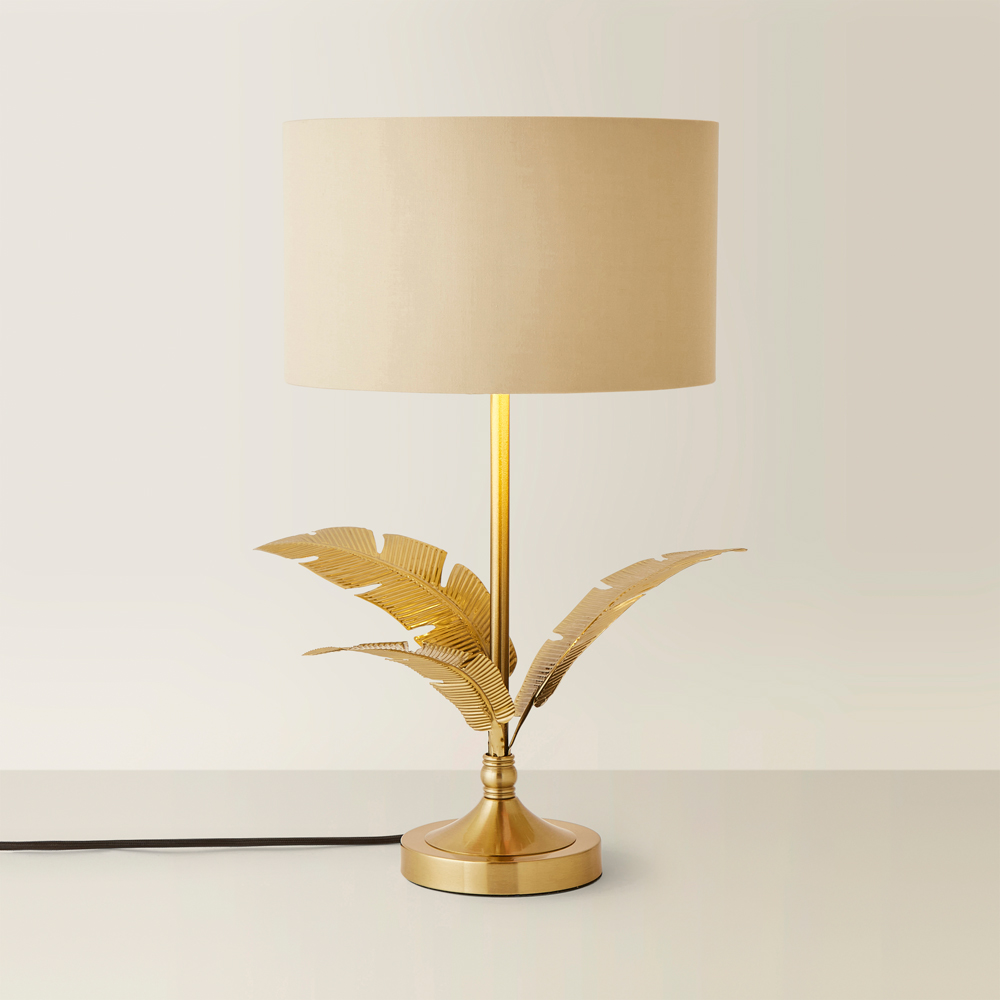 ValueLights Christina Natural and Gold Palm Leaf Table Lamp with Bulb Image 5