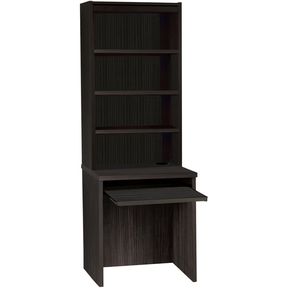 R White Cabinets 4 Shelf Small Laptop Desk with Keyboard Tray and Hutch Black Image 2