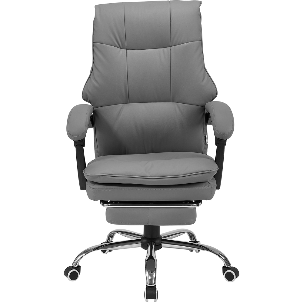 Living and Home Grey PVC Leather Reclining Backrest Office Chair with ...