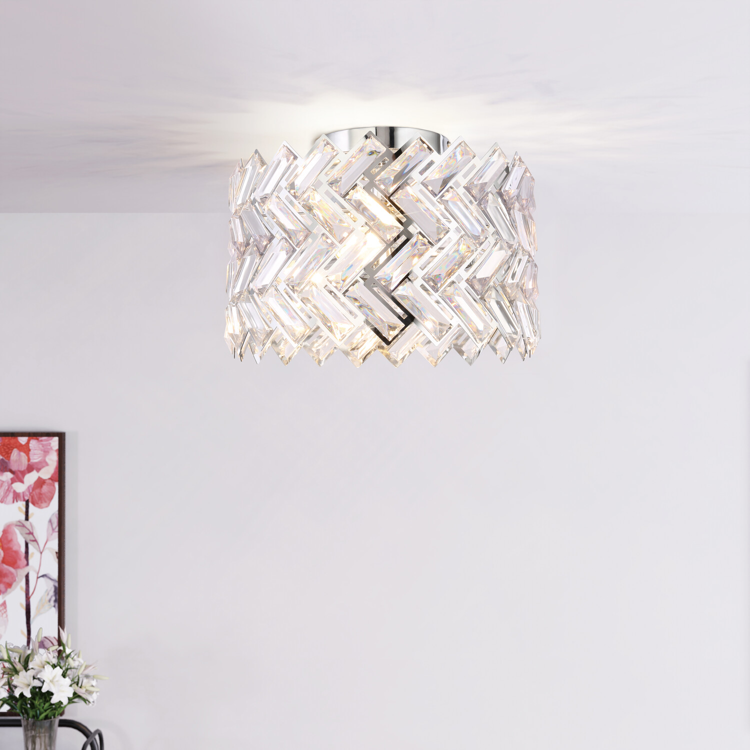 Eleanor Flush Ceiling Fitting Silver Image 4