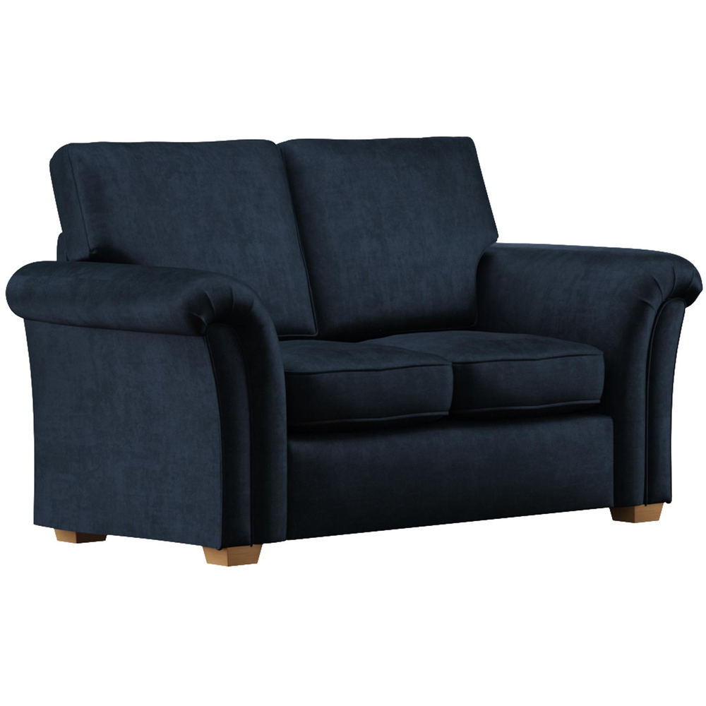 Castleacre 2 Seater Royal Blue Plush Velvet Fixed Back Sofa Image 2