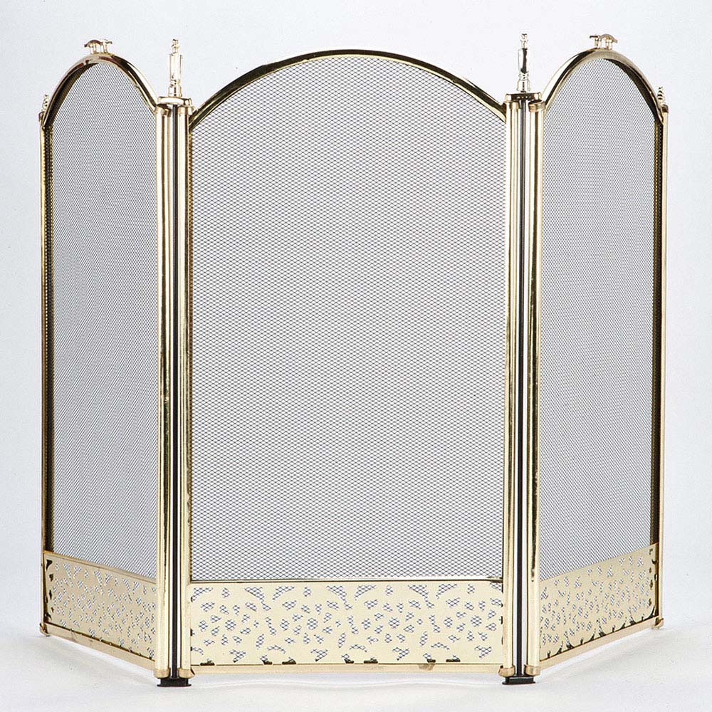 Inglenook Fireside Brass Filigree Fire Guard Image 2