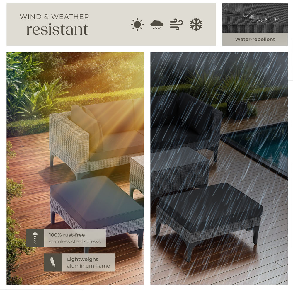 tectake Bellaria Grey 4 Seater Garden Furniture Set Image 7