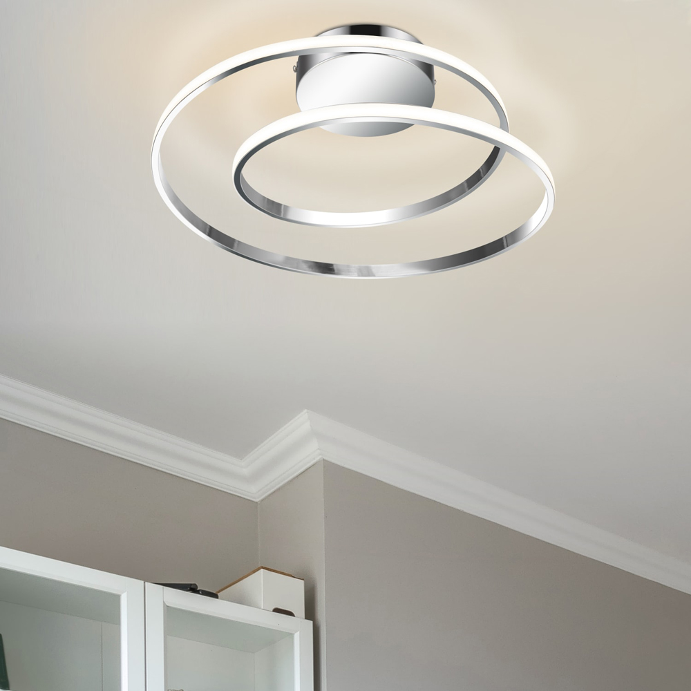 Cosylyte Alston 2 Ring Chrome Flush LED Ceiling Light Image 2