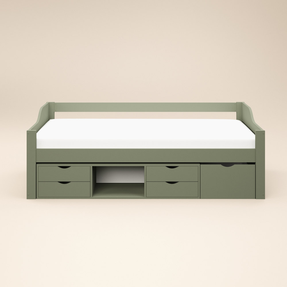 Flair Blair Single Green Storage Low Sleeper Bed Image 3