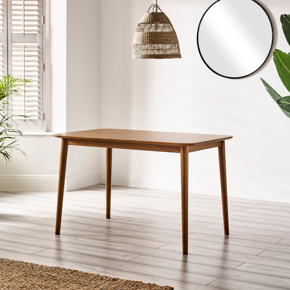 Furniturebox Lymington 4 Seater Wooden Dining Set with Bench Walnut Effect Image 6