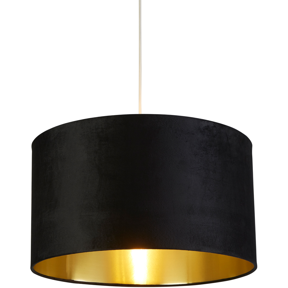 Lighting Collection Black Brushed Gold Inner Velvet Drum Shade 50cm Image 3