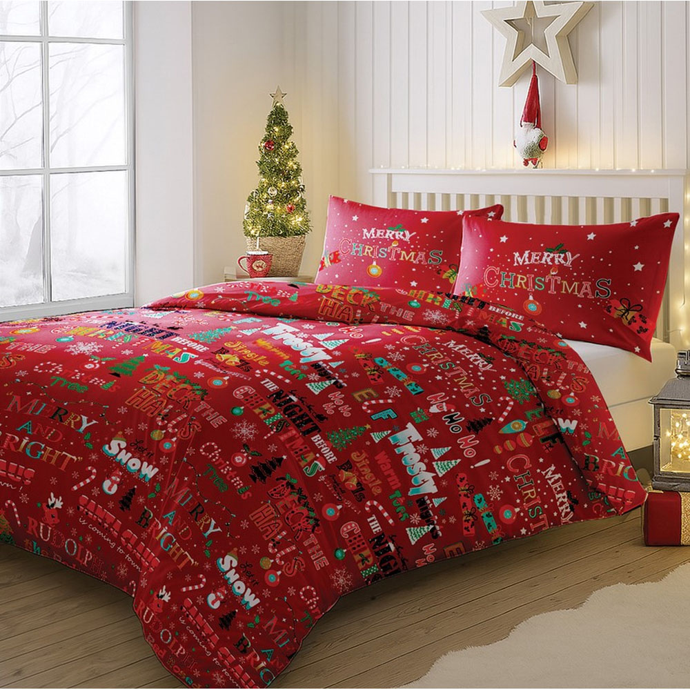 Velosso Double Red Deck The Halls Duvet Set Image 2