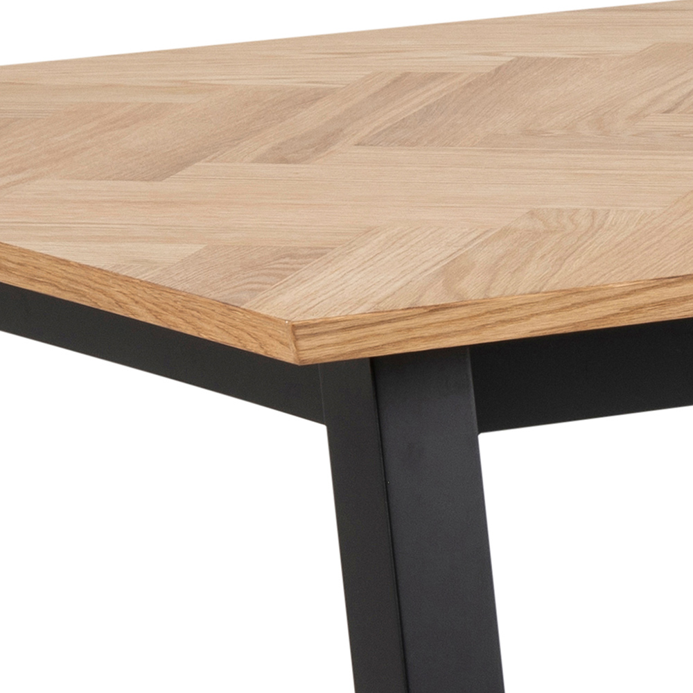 Florence Brighton 6 Seater Herringbone Effect Dining Table Oak Image 4