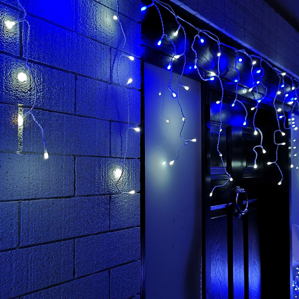 Samuel Alexander 1000 Blue and White LED Frosted White Cable Icicle Light 25m Image 6