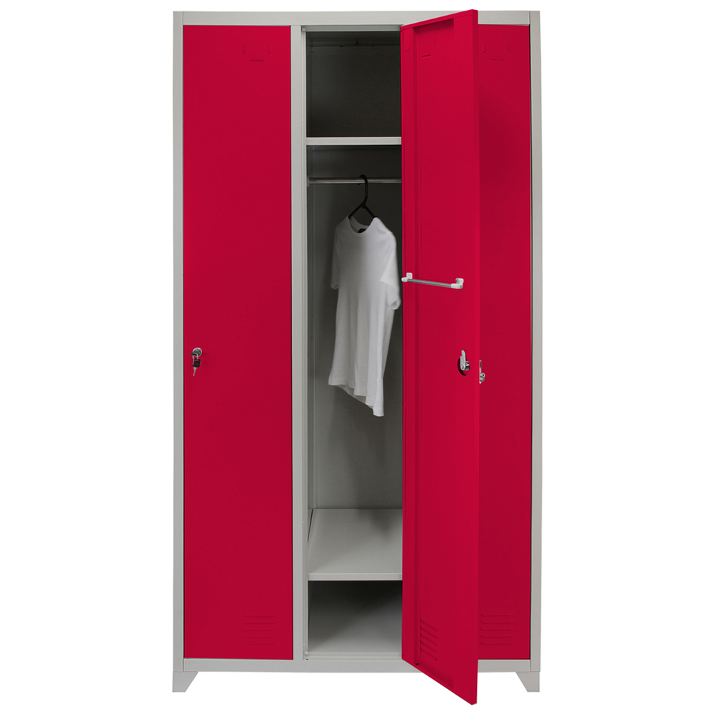 MonsterShop 3 Door Red Wide Metal Storage Locker Image 4