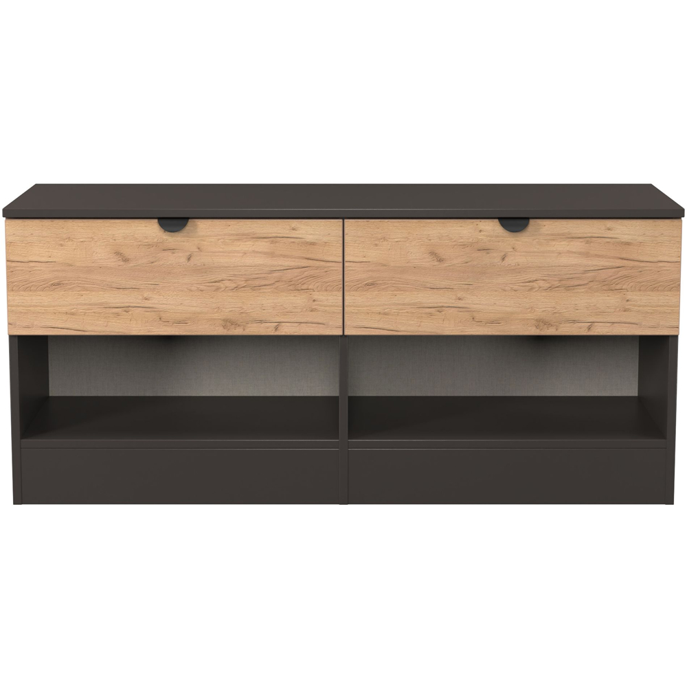 Crowndale Bora 2 Drawer 2 Shelf Gold Oak and Graphite Storage Unit Image 2