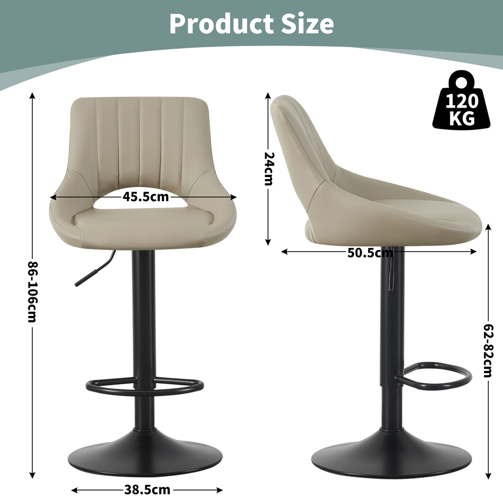Stacey Brown Height Adjustable Kitchen Bar Stool with Footrest Set of 2 Image 5