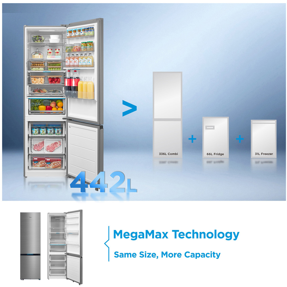 Midea MDRB600MIC46P Inox Total No Frost 442L Combi Fridge Freezer Image 6
