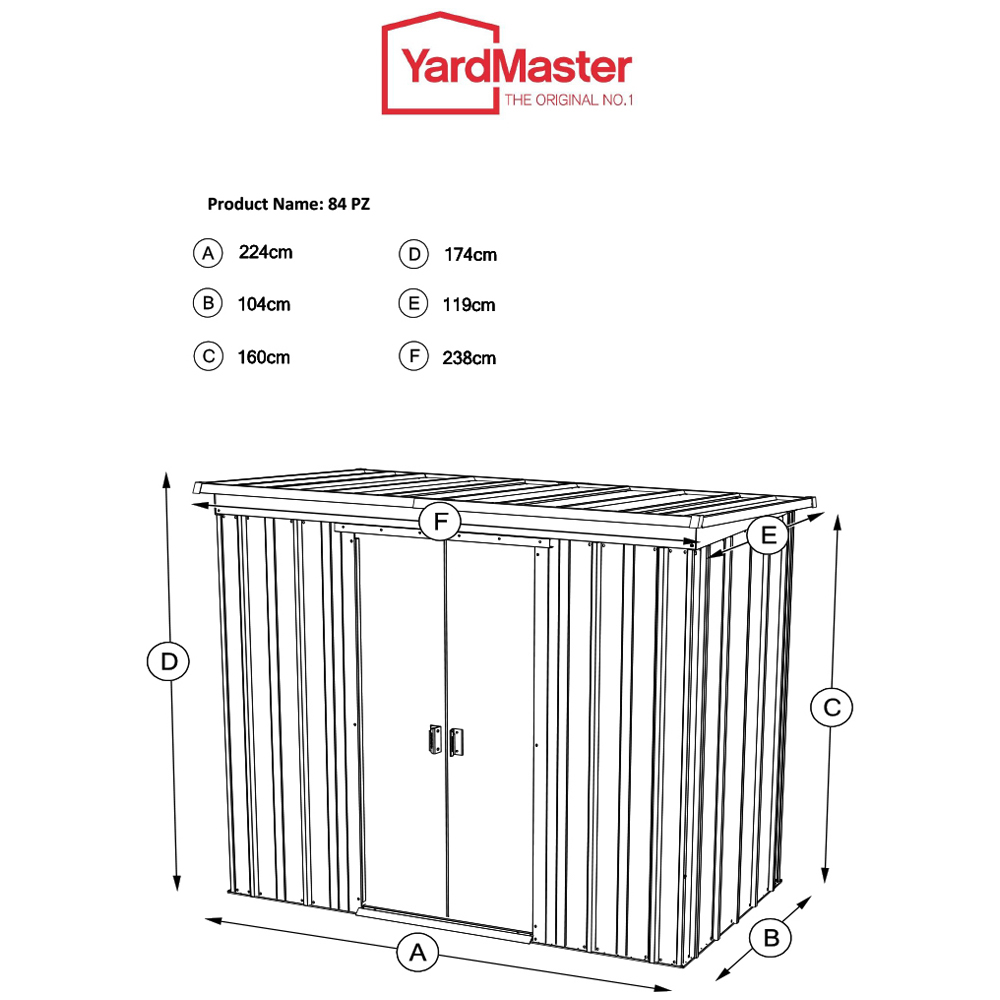Yardmaster Store All 8 x 4ft Metal Pent Storage Shed with Floor Support Kit Image 8