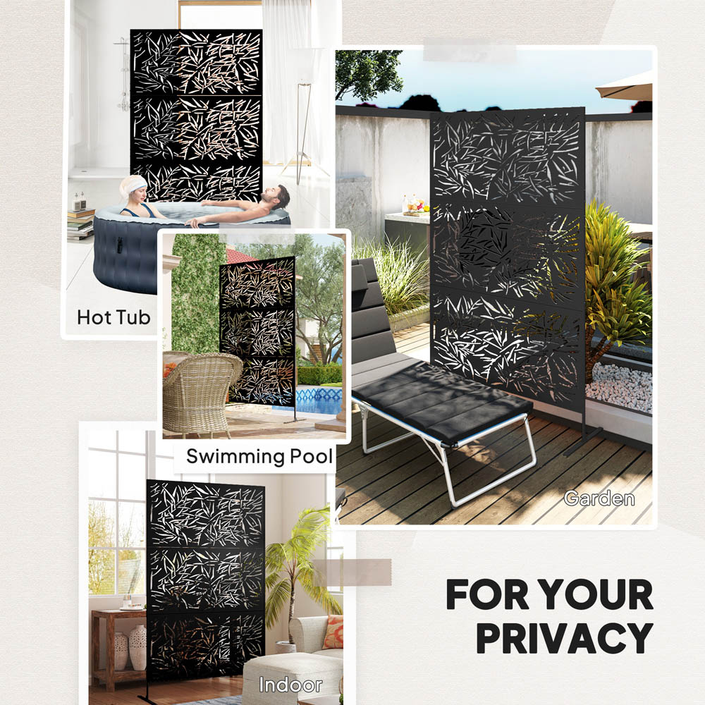 Outsunny Bamboo Black Outdoor Divider Privacy Panel with Stand Image 6