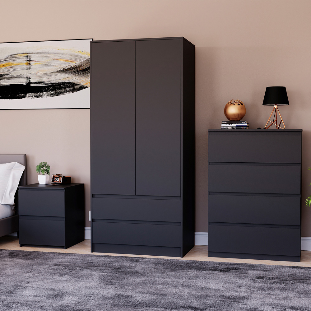 Vida Designs Denver Black 3 Piece Bedroom Furniture Set Image 3