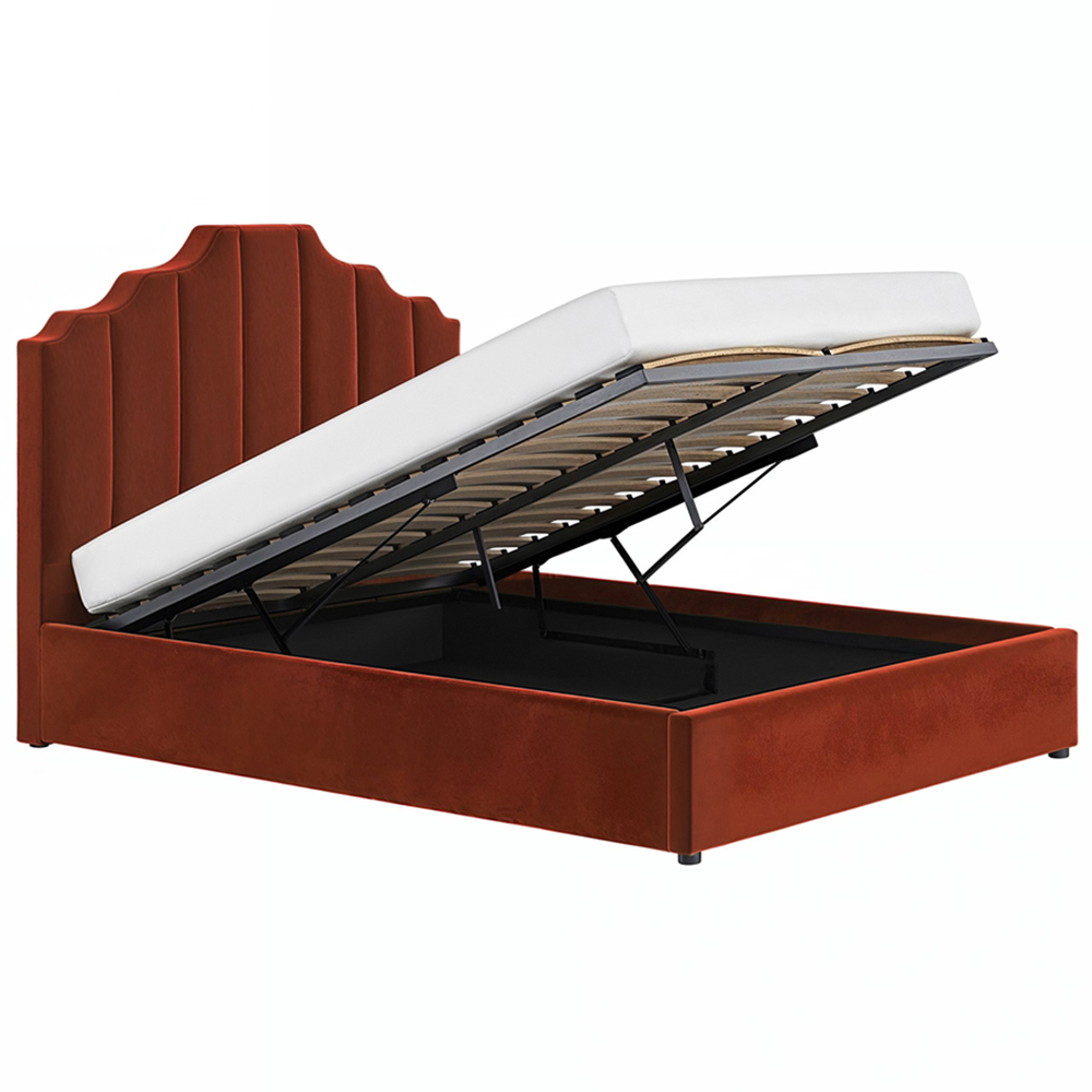 Flair Margot King Size Orange Velvet Ottoman Bed Image 3