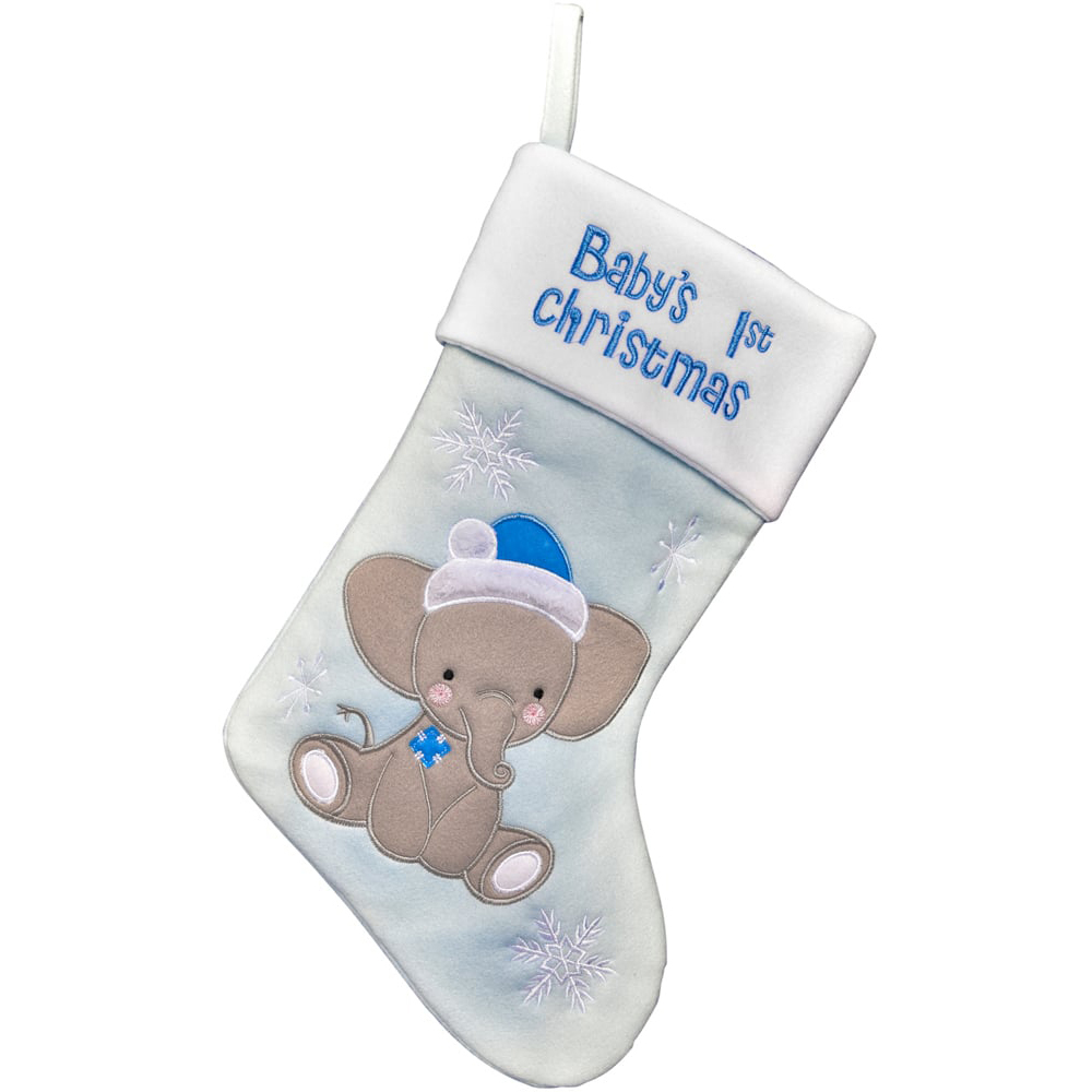 Single Baby's 1st Christmas Elephant Stocking in Assorted styles Image 3