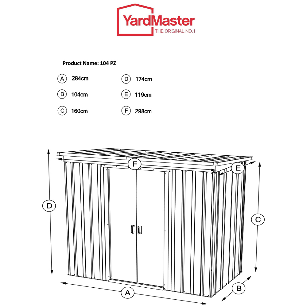 Yardmaster Store All 10 x 4ft Metal Pent Storage Shed with Floor Support Kit Image 8