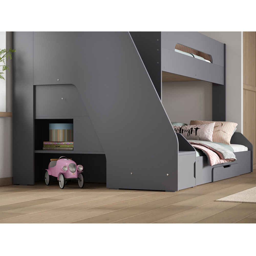 Flair Slick Triple Sleeper Grey Staircase Bunk Bed Image 6