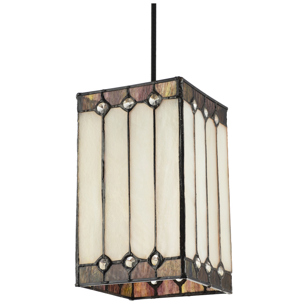 Happy Homewares Opal White Stained Glass Tiffany Pendant Shade Image 1