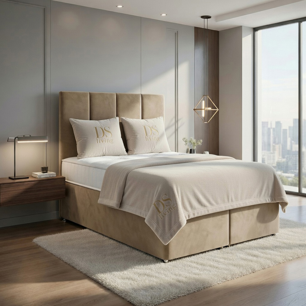 DS Living Harmony Super King Size Coffee Plush Velvet Ottoman Bed Image 6