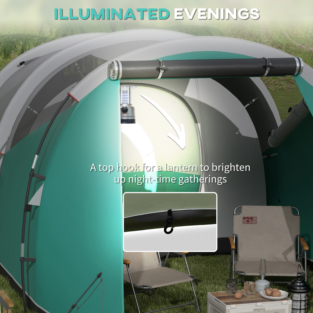 Outsunny 3 Person Waterproof Camping Tent with 2 Room Green Image 5