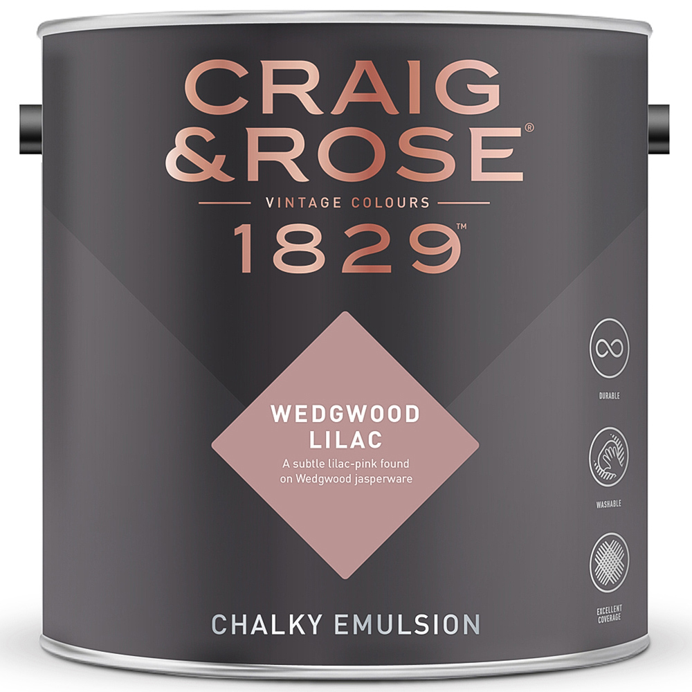 Craig & Rose 1829 Vintage Walls and Ceilings Wedgwood Lilac Chalky Matt Emulsion Paint 2.5L Image 2
