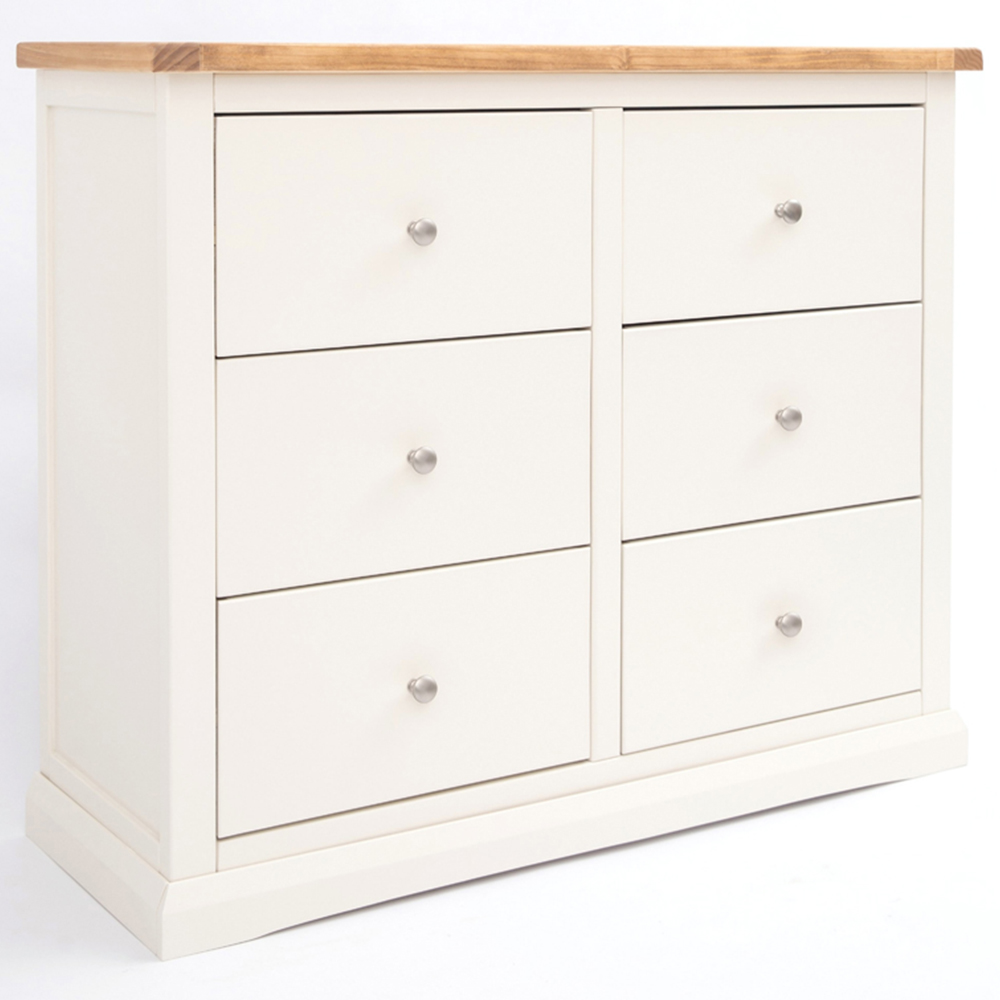 Cabinet Bits Castelli 6 Drawer White Chrome Knob Chest of Drawers Image 2