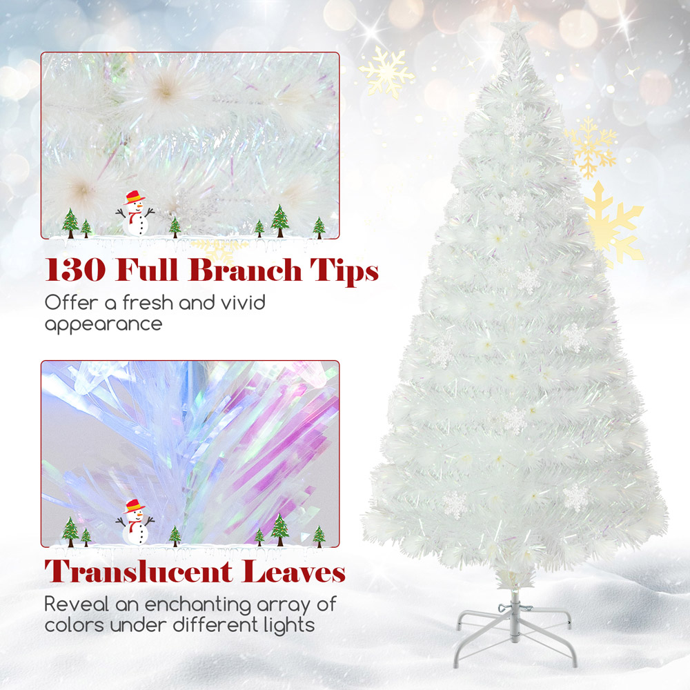Costway 18 Multicolour LED White Fibre Optic Pre-Lit Artificial Christmas Tree 4ft Image 6
