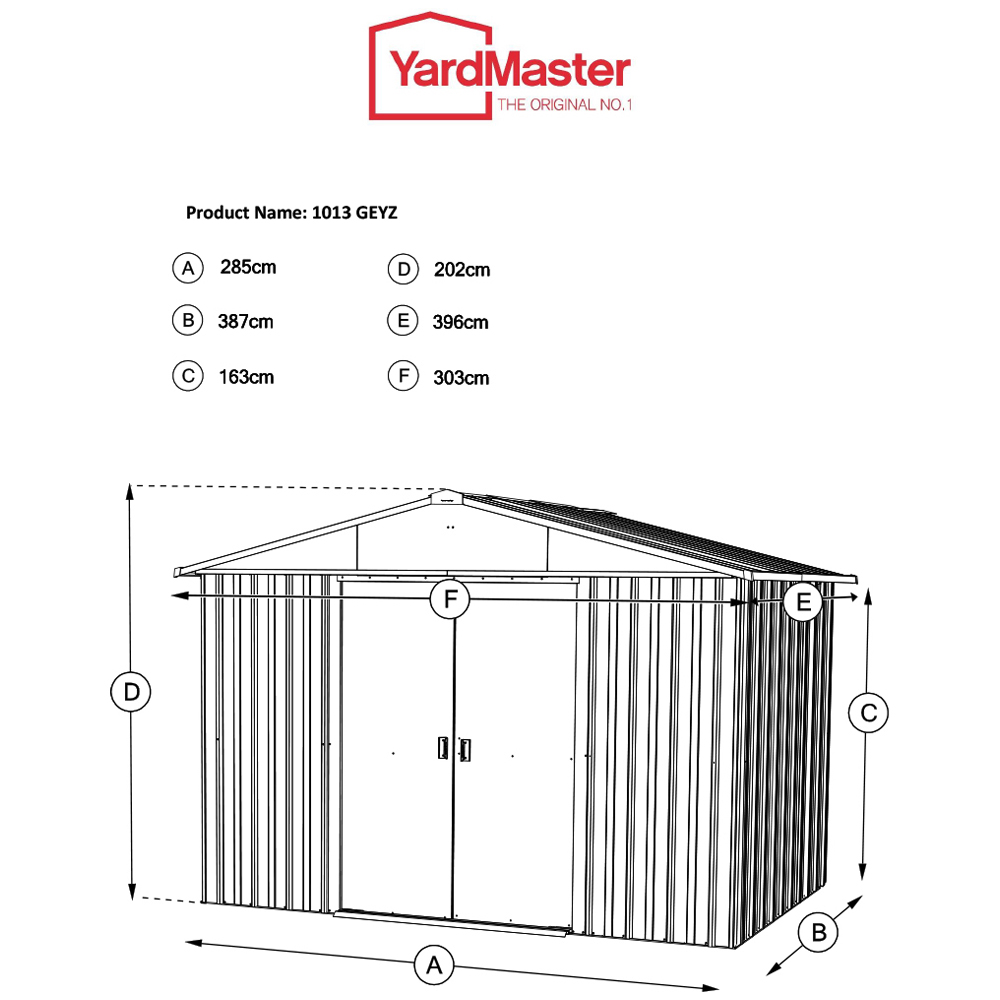 Yardmaster 10 x 13ft Emerald Green Metal Apex Storage Shed Image 9