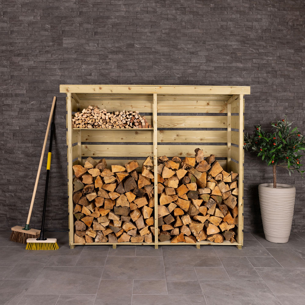 Charles Bentley 53.5 x 177 x 152cm Large Wooden Log Store Image 2