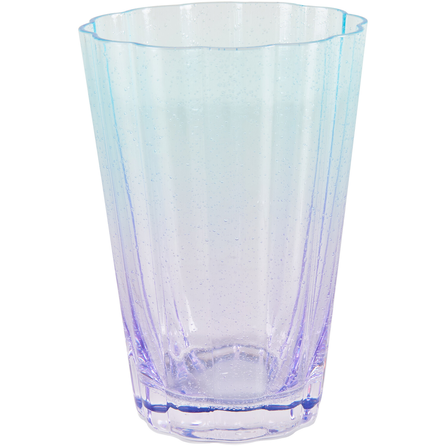 Floral Ombre Bubble Hiball Glass - Purple and Blue Image 1