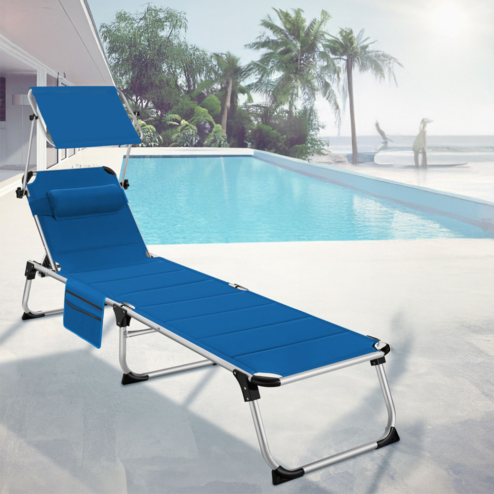 tectake Lorella Blue Foldable Sun Lounger Image 3