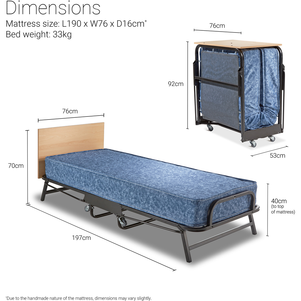 Jay-Be Crown Windermere Single Folding Bed with Waterproof Deep Sprung Mattress Image 9