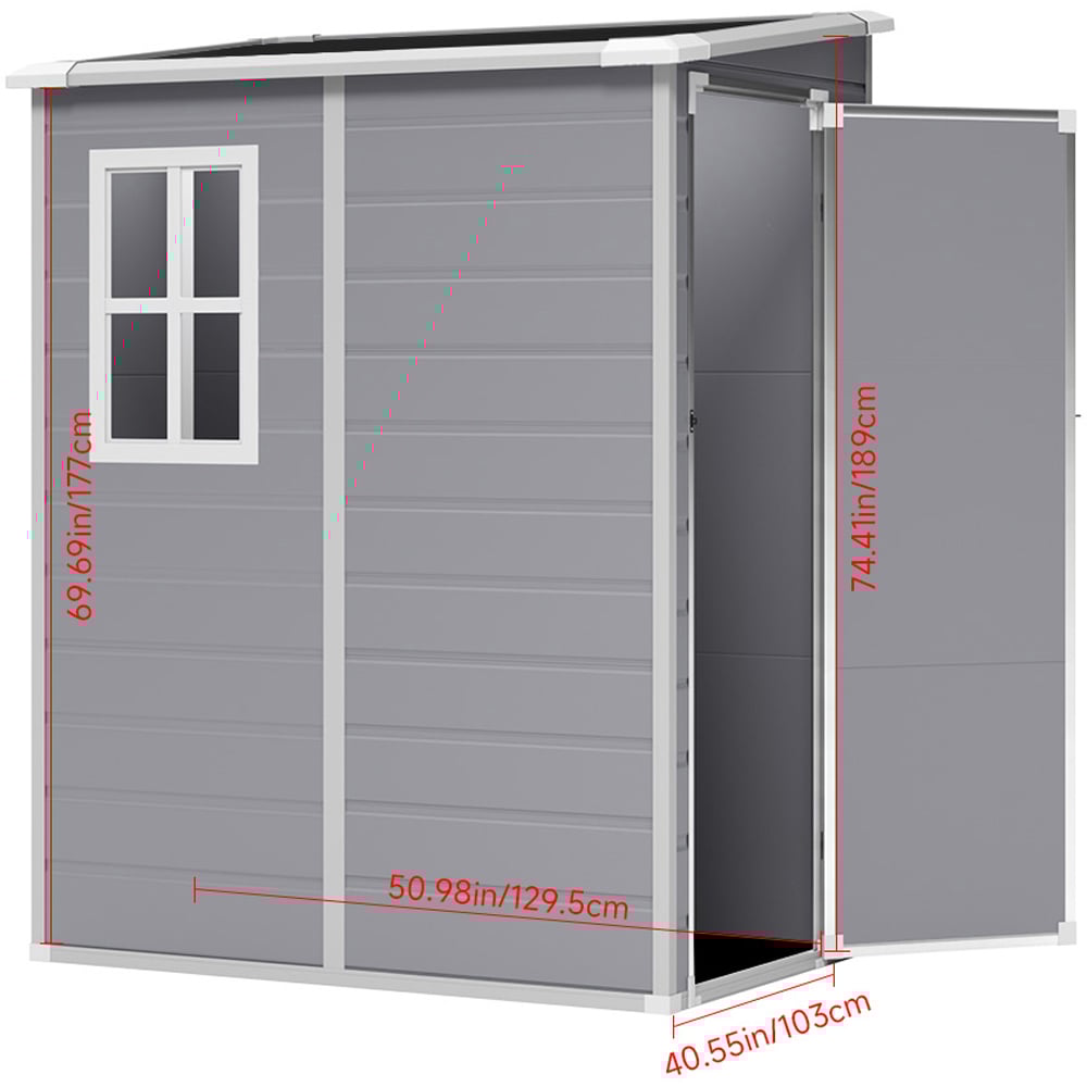 Living and Home 5 x 4ft Grey Waterproof Outdoor Storage Shed Image 9