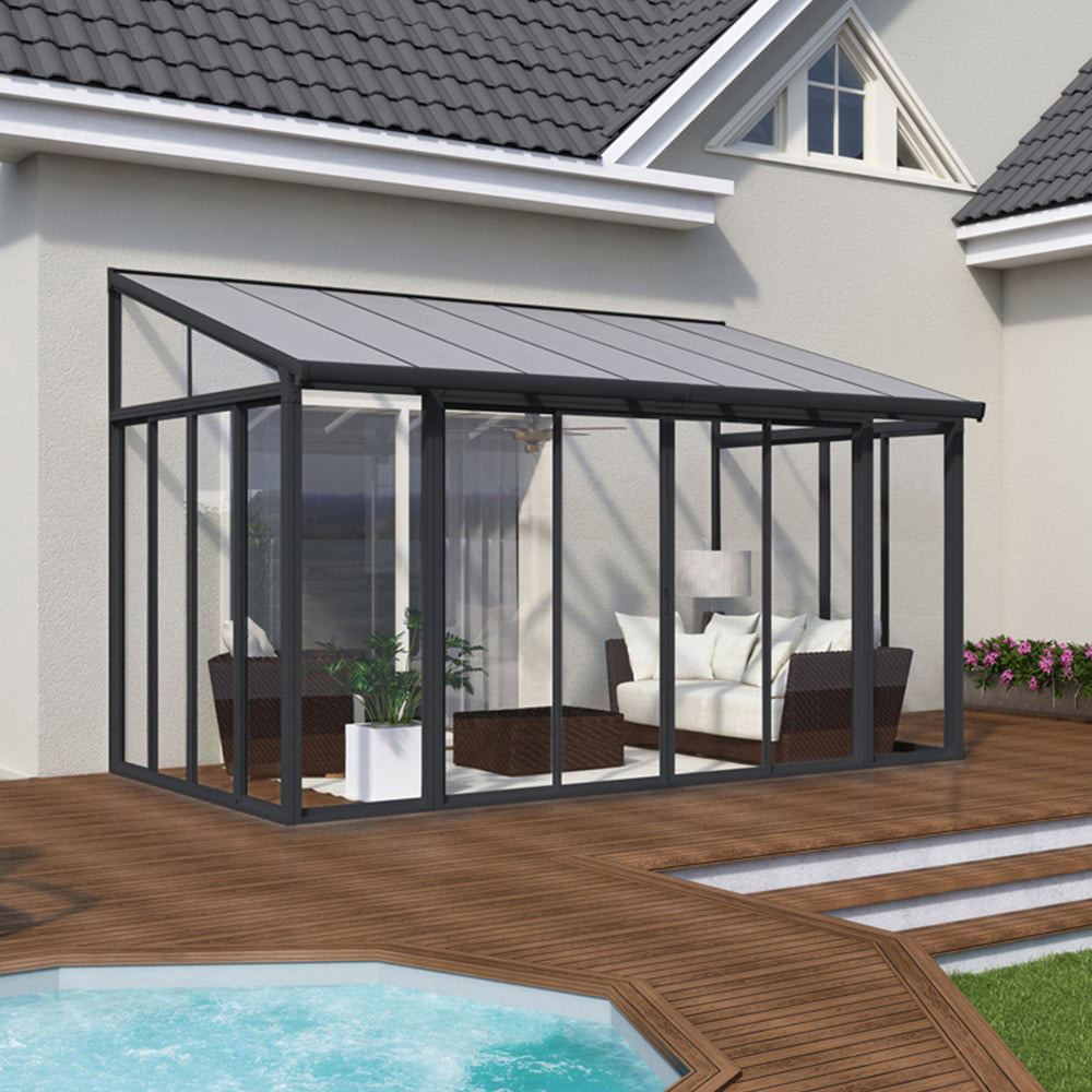 Palram Canopia Sanremo Veranda Grey Clear Sunroom 3 x 4.25ft Image 5