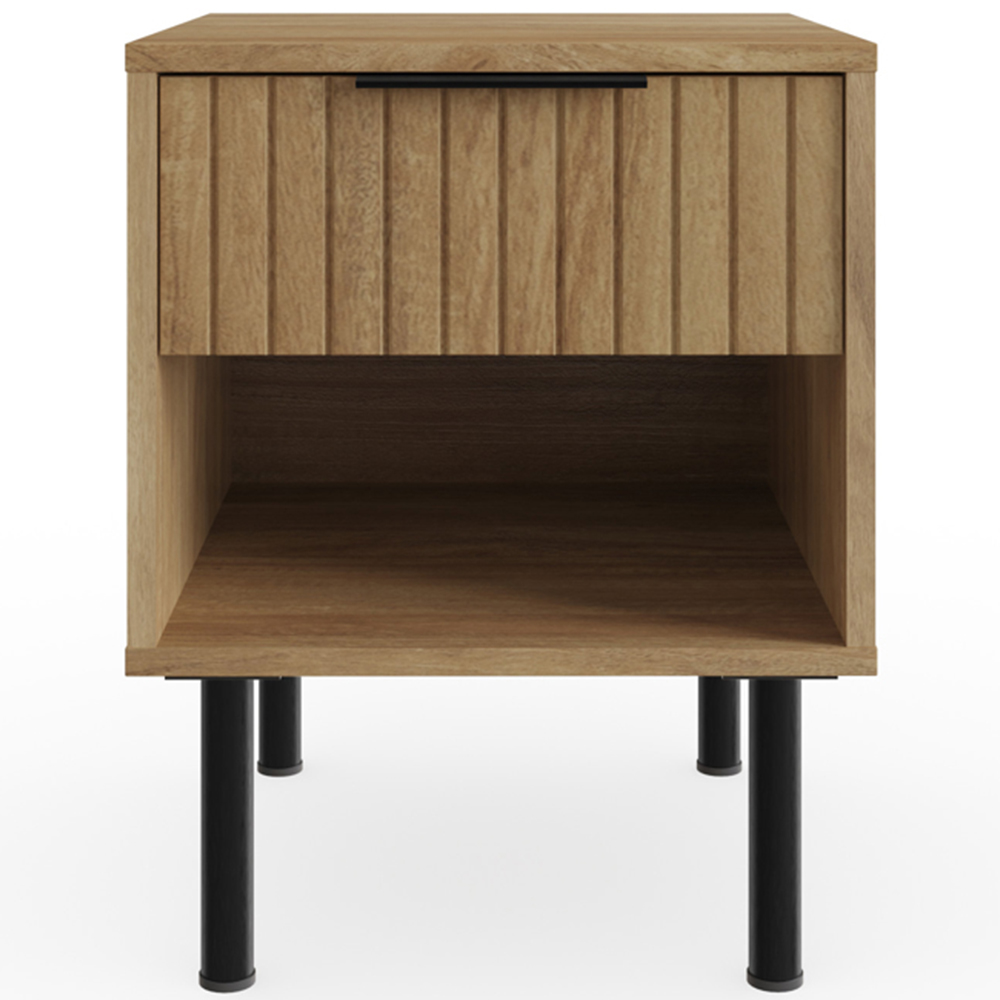 GFW Nervata Single Drawer Single Shelf Oak Lamp Table Image 3