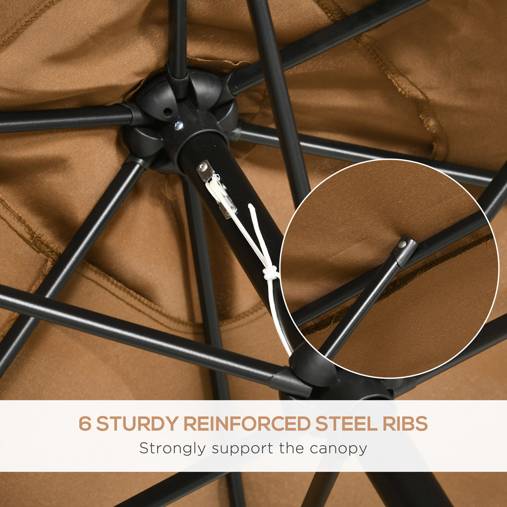 Outsunny Brown Crank and Tilt Parasol 3m Image 5