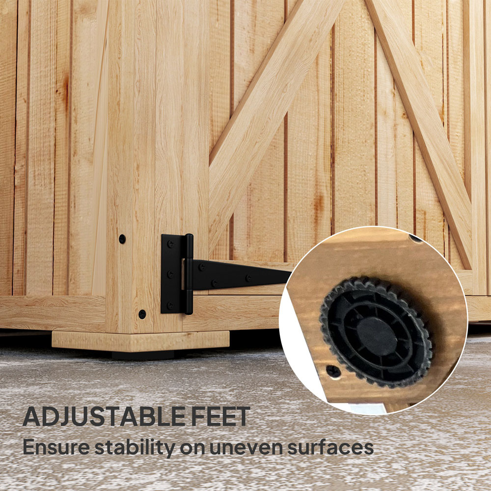 Outsunny 5.4 x 3.8ft Natural Double Door Wooden Tool Storage Cabinet Image 7