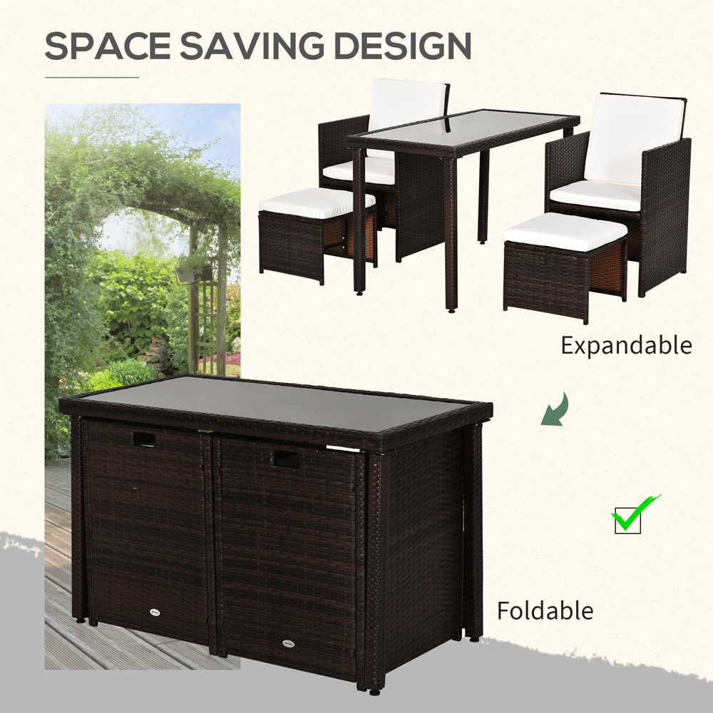 Outsunny Rattan 4 Seater Garden Dining Set Brown Image 4