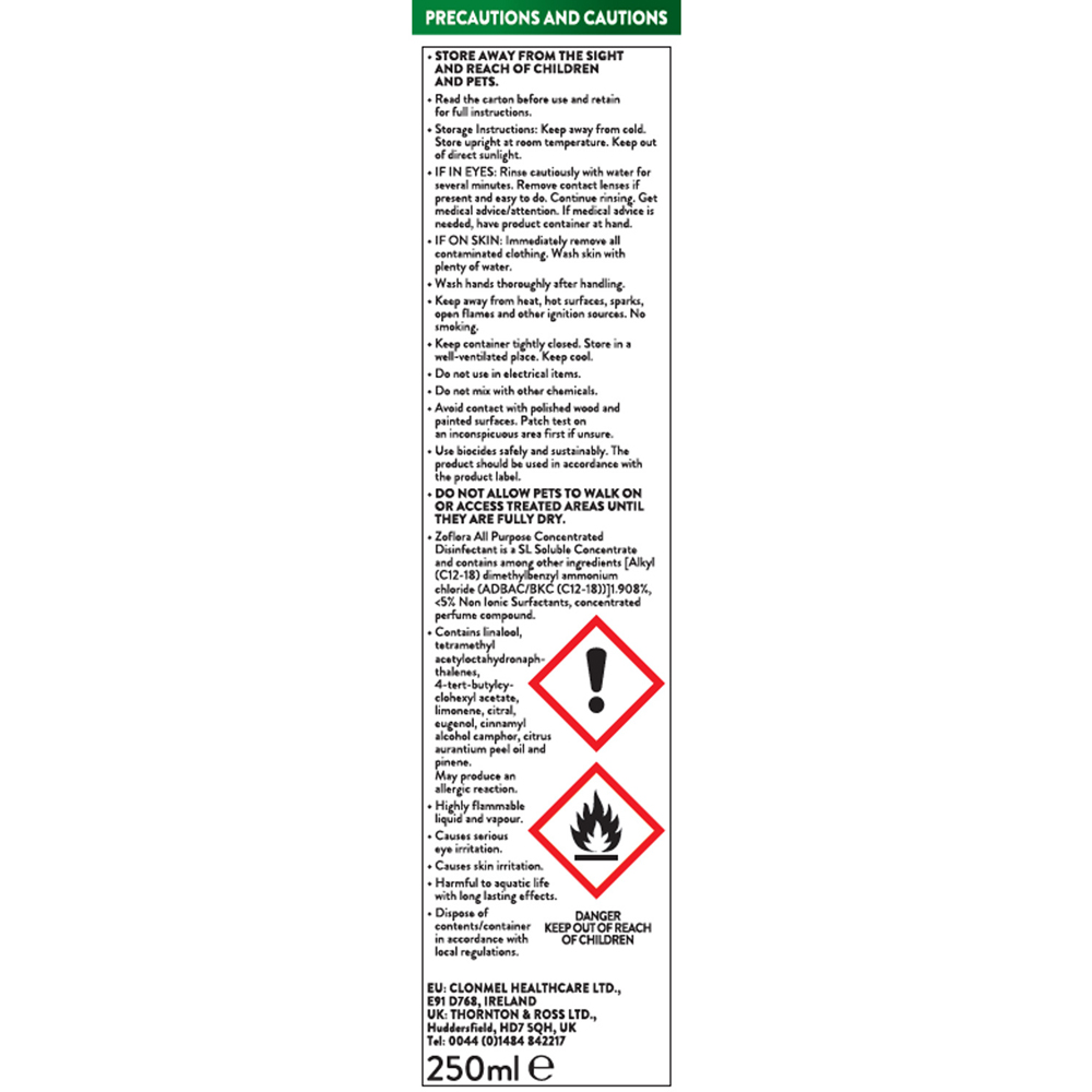 Zoflora All Purpose Concentrated Disinfectant Clementine and Clove Image 2