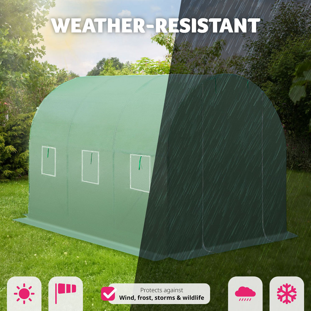 tectake 6.5 x 11.2ft Polytunnel Greenhouse with Windows Image 8