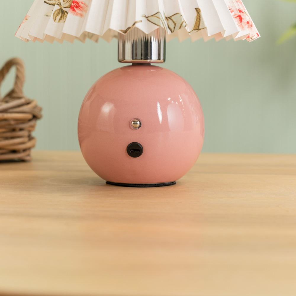 ValueLights Bloom Pink Floral Rechargeable LED Portable Table Lamp Image 4