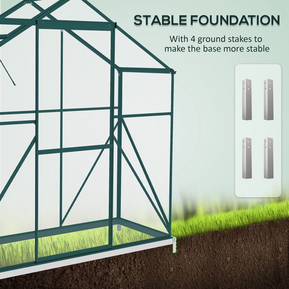 Outsunny Green Aluminium Polycarbonate 6 x 2.5ft Greenhouse Image 5