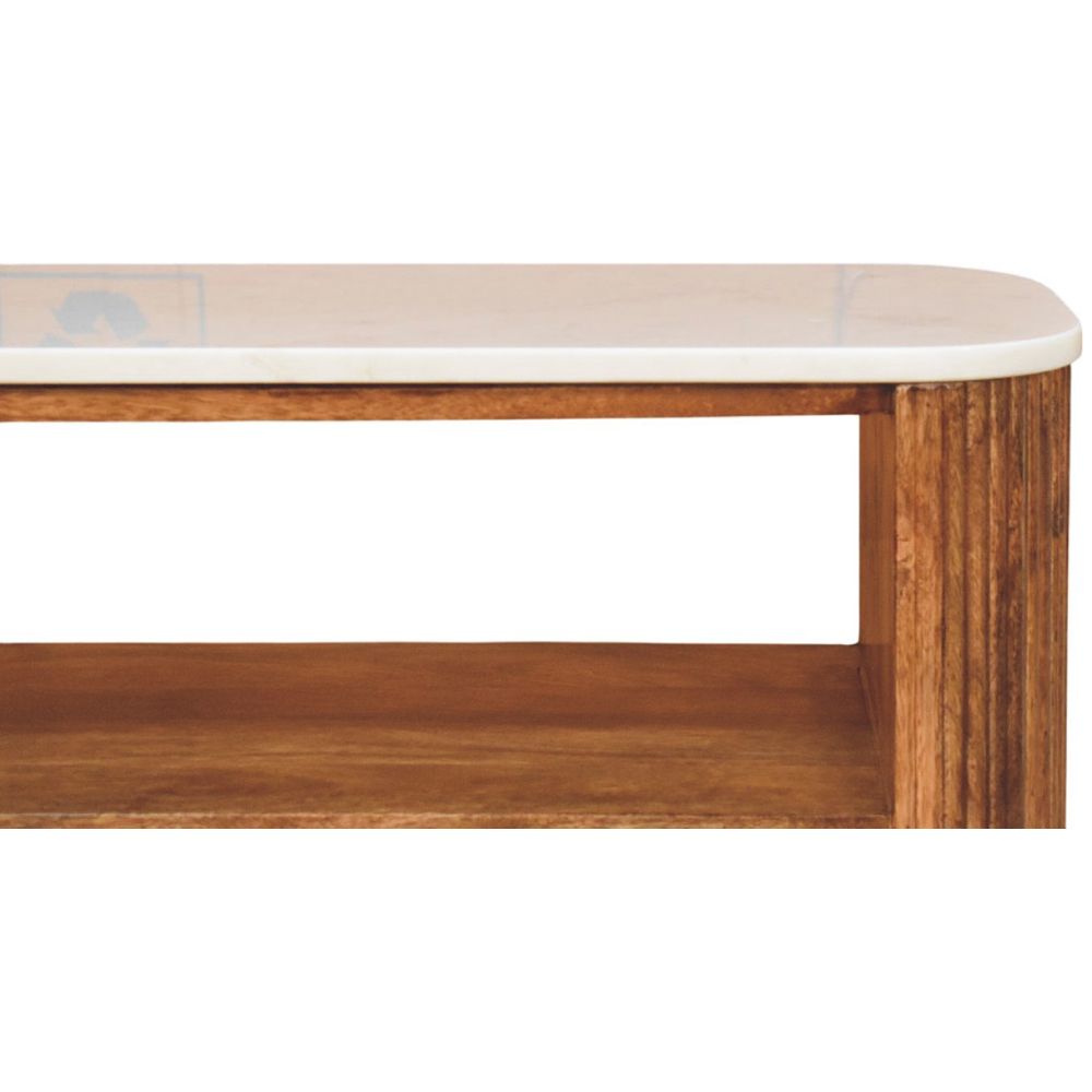 Artisan Furniture Beaumont Golden Teak 2 Shelf Marble Top Mango Wood Shoe Bench Image 6
