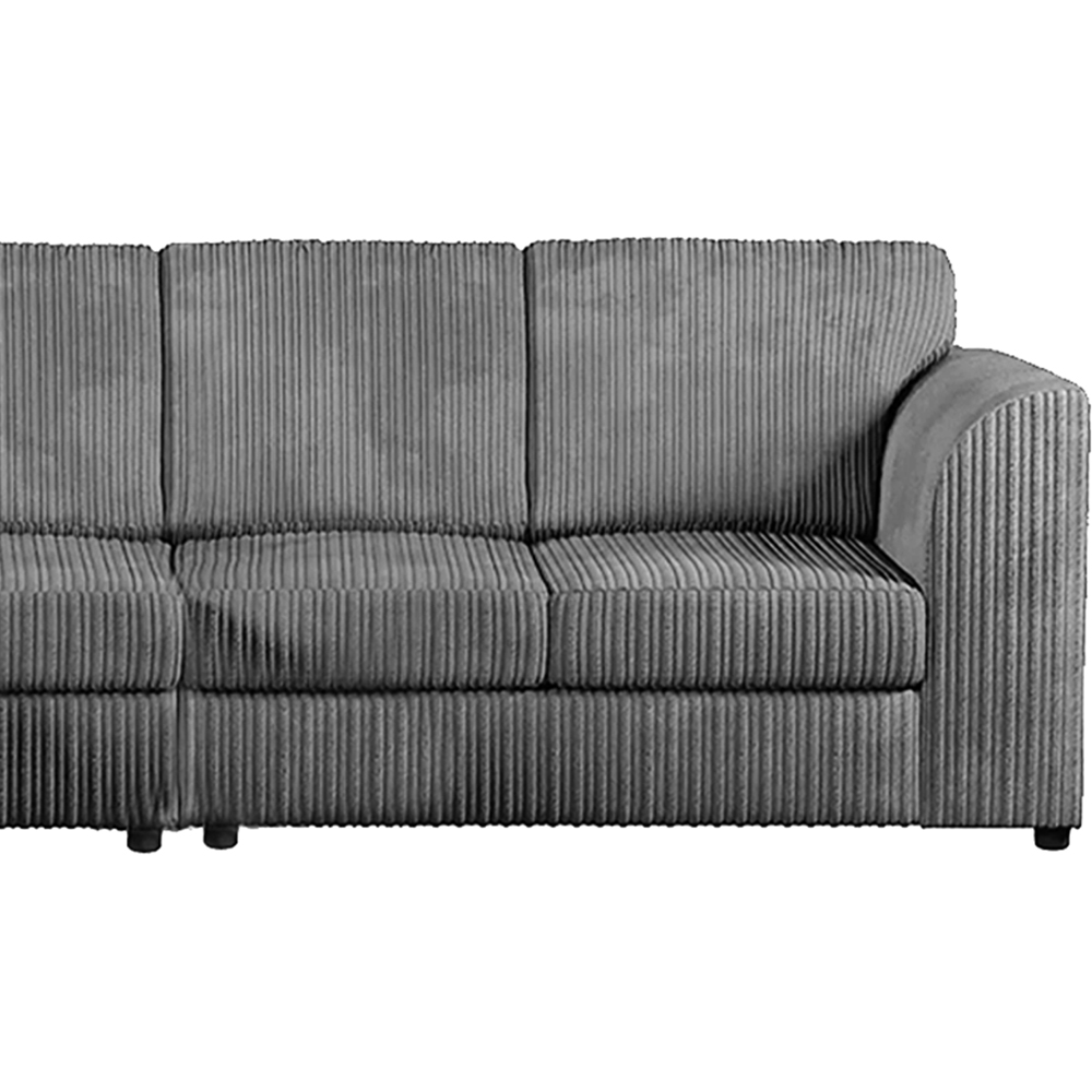 Luxor 4 Seater Grey Jumbo Cord Left Hand Facing Full Back L Shaped Corner Sofa Set Image 4