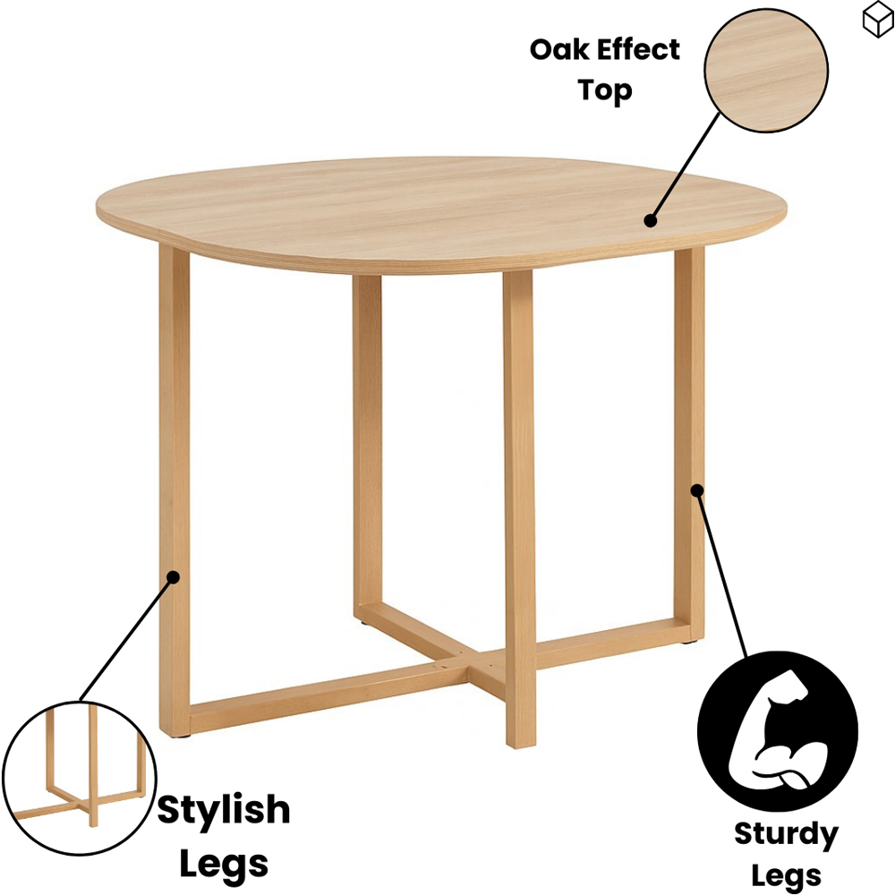 Kosy Koala 4 Seater Wooden Dining Set Light Brown Velvet Image 4