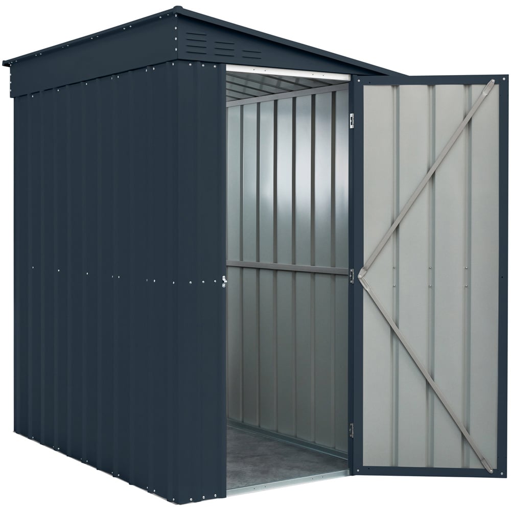 Globel 4 x 6ft Single Door Grey Metal Lean To Garden Shed Image 4